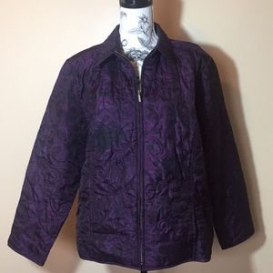 Chicos purple and black quilted jacket